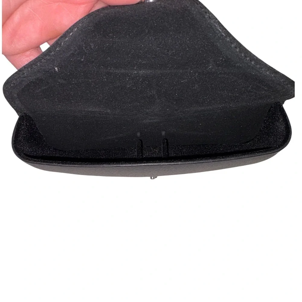 Ray-Ban Black Pebbled Faux Leather Sunglasses Case Snap Closure Luxottica